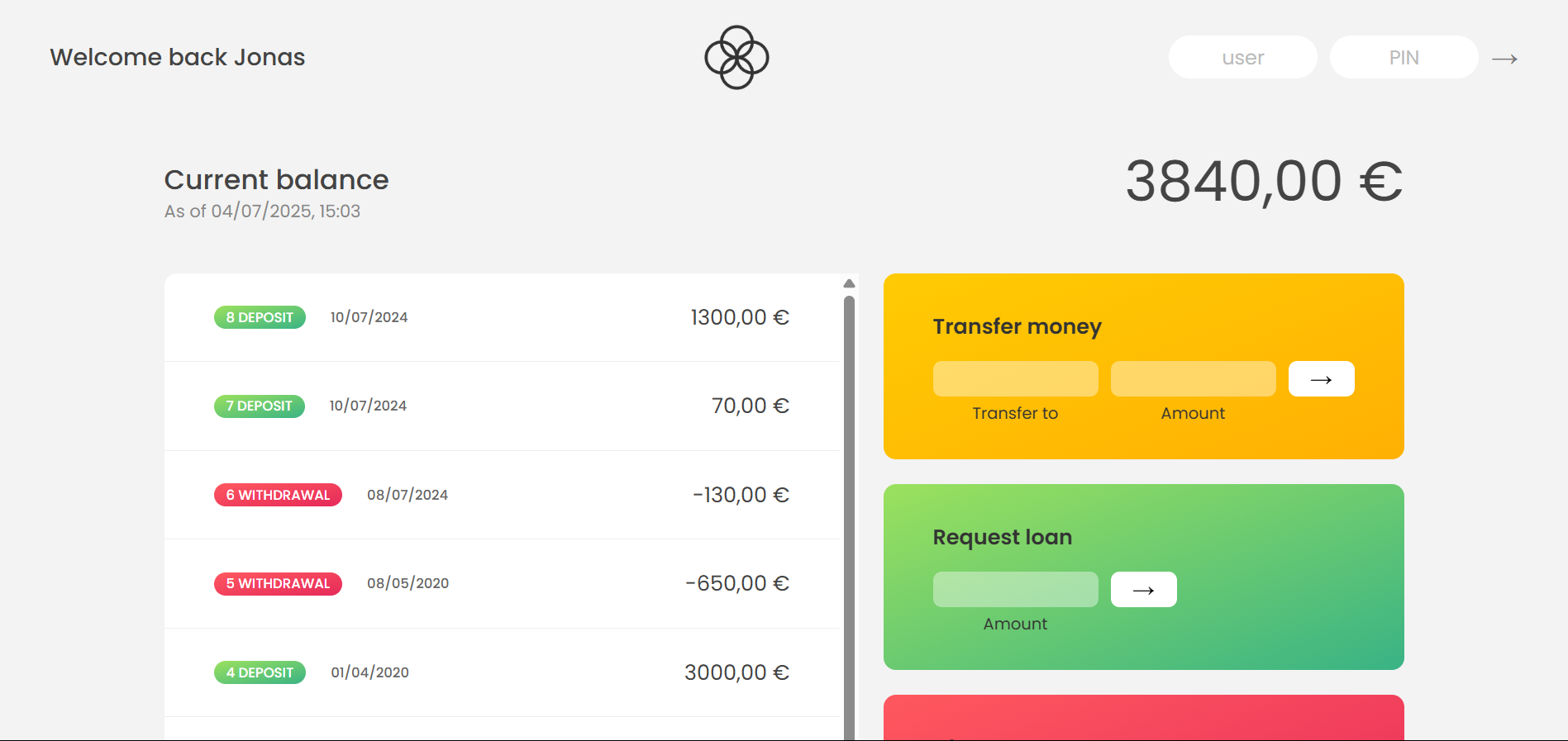 Array Bankist web view