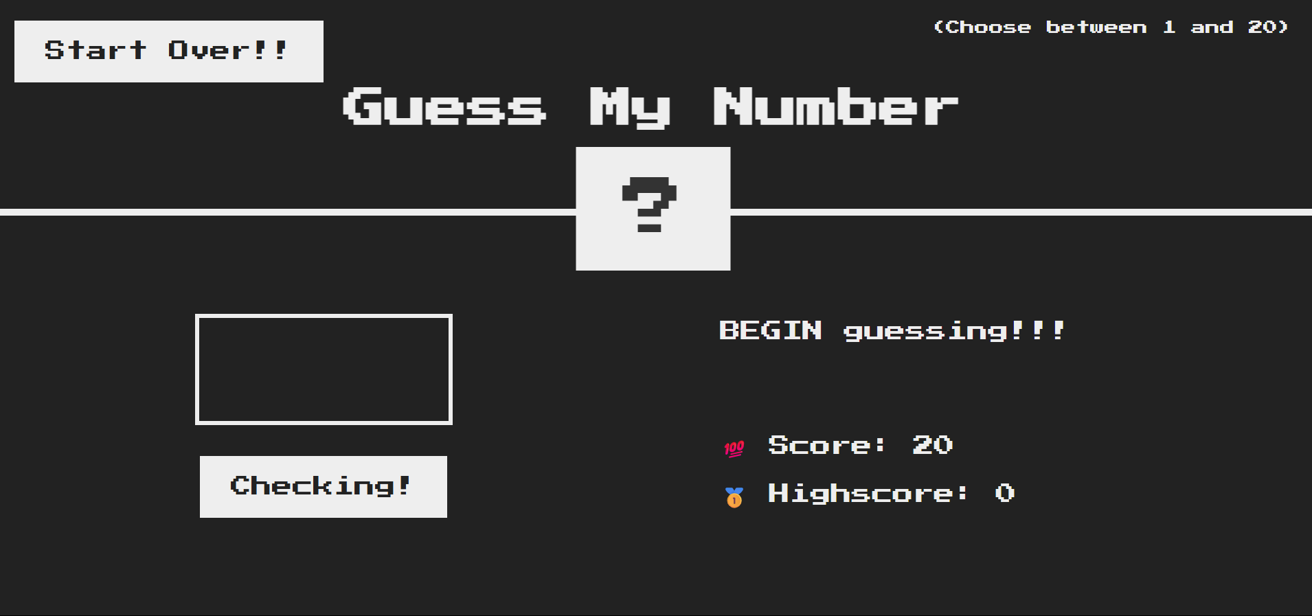 Guess My Number game interface